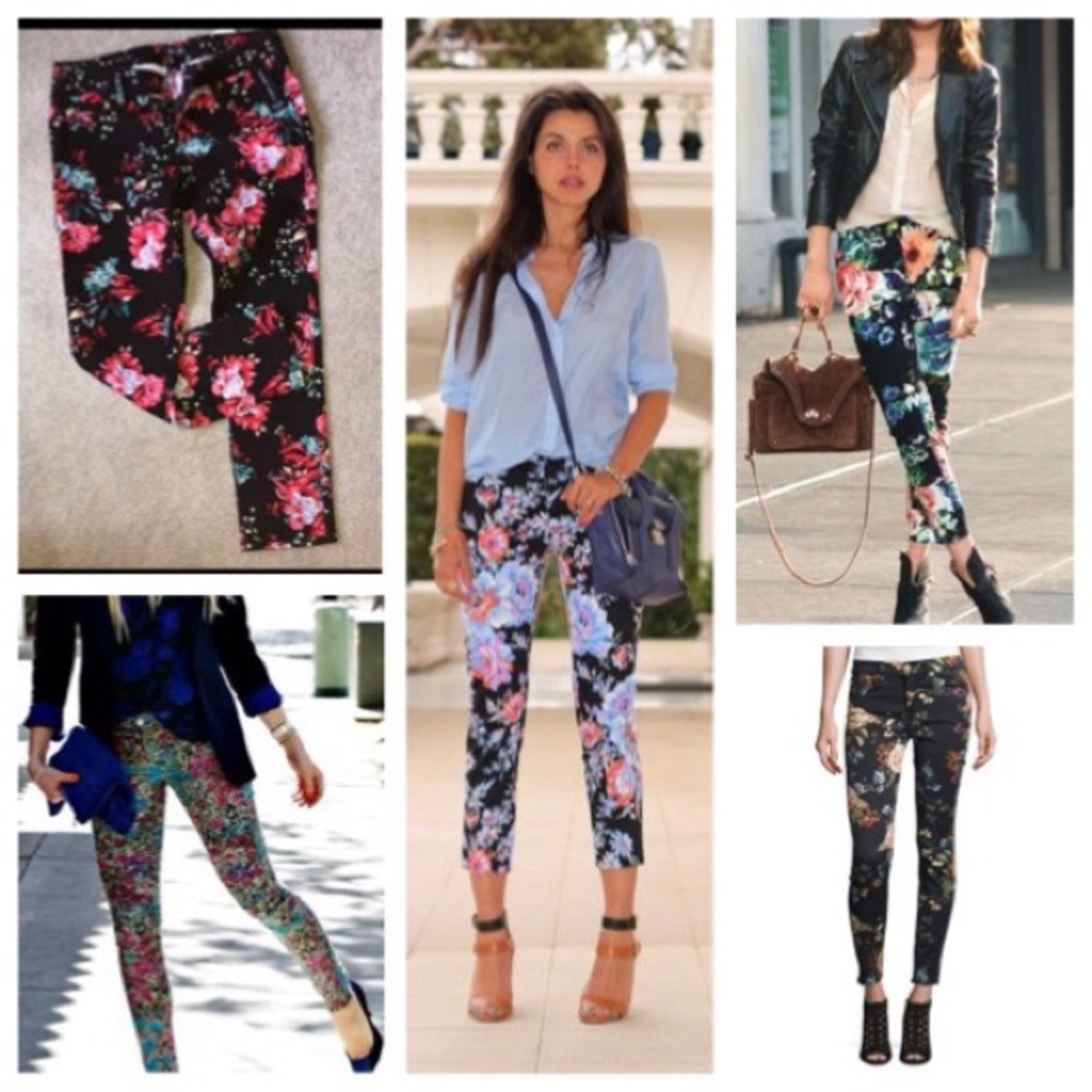 Floral skinny ankle pants/jeans, stretchy material